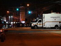 Police are involved in a shooting, leaving one person wounded and two police officers injured in Newark, New Jersey, United States, on Augus...