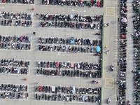 Electric bicycles are being seen at an electric vehicle parking lot near the Suzhou Rail Transit Line 11 Kunshan Huaqiao Station in Suzhou,...