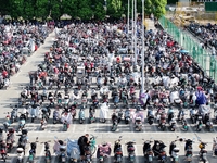 Electric bicycles are being seen at an electric vehicle parking lot near the Suzhou Rail Transit Line 11 Kunshan Huaqiao Station in Suzhou,...