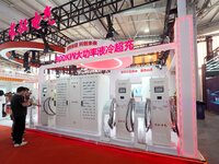 Visitors are visiting the ''800KW high-power Liquid cooled supercharge'' at the 2024 Beijing International Charging Pile and Power Station E...