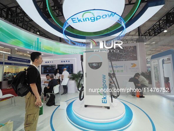 Visitors are visiting the ''European and American standard DC Charging pile'' at the 2024 Beijing International Charging Pile and Power Stat...