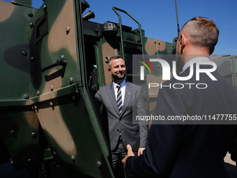 Deputy Prime Minister and Minister of Defence of Poland, Wladyslaw Kosiniak Kamysz is presented with new Light Armored Reconnaissance Carrie...