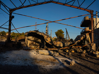 Gas cylinders are exploding in a lumber warehouse in the Vrilissia area, due to the fire that is breaking out in Athens, Greece, on August 1...