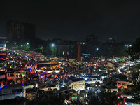 A view of a traffic jam at Trimurti Circle following heavy monsoon rains, in Jaipur, Rajasthan, India, on August 14, 2024. (