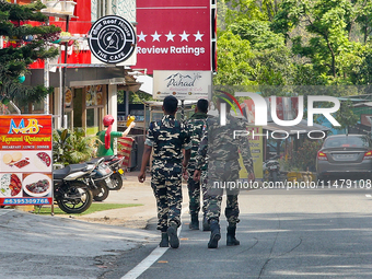 Soldiers from the Indian army are patrolling in Kathgodam, Uttarakhand, India, on April 21, 2024. Kathgodam is a suburb of Haldwani city in...