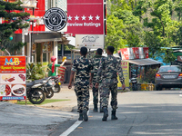 Soldiers from the Indian army are patrolling in Kathgodam, Uttarakhand, India, on April 21, 2024. Kathgodam is a suburb of Haldwani city in...