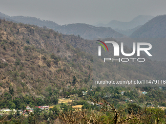 A mountainous landscape is appearing in Kathgodam, Uttarakhand, India, on April 21, 2024. Kathgodam is a suburb of Haldwani city in the Nain...