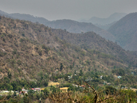 A mountainous landscape is appearing in Kathgodam, Uttarakhand, India, on April 21, 2024. Kathgodam is a suburb of Haldwani city in the Nain...