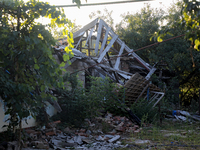 A house damaged by Russian shelling is being shown in Kamianka village, Kharkiv region, Ukraine, on August 14, 2024. NO USE RUSSIA. NO USE B...