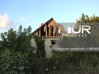 A house damaged by Russian shelling is being shown in Kamianka village, Kharkiv region, Ukraine, on August 14, 2024. NO USE RUSSIA. NO USE B...