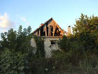 A house damaged by Russian shelling is being shown in Kamianka village, Kharkiv region, Ukraine, on August 14, 2024. NO USE RUSSIA. NO USE B...