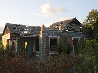 A house damaged by Russian shelling is being shown in Kamianka village, Kharkiv region, Ukraine, on August 14, 2024. NO USE RUSSIA. NO USE B...