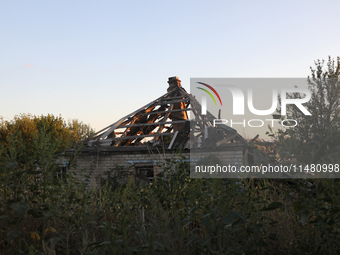 A house damaged by Russian shelling is being shown in Kamianka village, Kharkiv region, Ukraine, on August 14, 2024. NO USE RUSSIA. NO USE B...