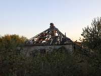 A house damaged by Russian shelling is being shown in Kamianka village, Kharkiv region, Ukraine, on August 14, 2024. NO USE RUSSIA. NO USE B...