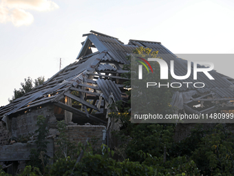 A house damaged by Russian shelling is being shown in Kamianka village, Kharkiv region, Ukraine, on August 14, 2024. NO USE RUSSIA. NO USE B...