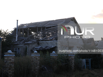 A house damaged by Russian shelling is being shown in Kamianka village, Kharkiv region, Ukraine, on August 14, 2024. NO USE RUSSIA. NO USE B...