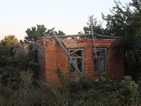 A house damaged by Russian shelling is being shown in Kamianka village, Kharkiv region, Ukraine, on August 14, 2024. NO USE RUSSIA. NO USE B...