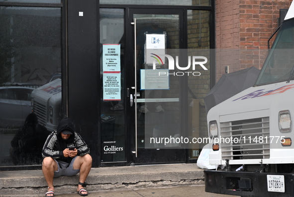 Approximately 10 migrants are being sickened at a migrant shelter in Chicago, Illinois, United States, on August 15, 2024. EMS is responding...