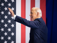 President Joe Biden waves to supporters after he and Vice President Kamala Harris announced reduction of Medicare prices for ten widely-used...