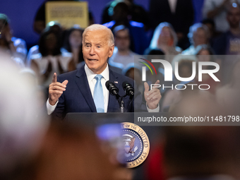 President Joe Biden delivers remarks at an event announcing reduced Medicare prices for ten widely-used drugs, Upper Marlboro, MD, August 15...