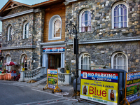 The police are stationing along the Mall Road in Mussoorie, Uttarakhand, India, on April 18, 2024. (