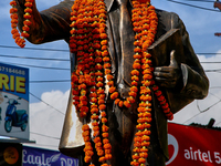 A statue of Bhimrao Ramji Ambedkar is standing along the Mall Road in Mussoorie, Uttarakhand, India, on April 18, 2024. (