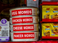 A roadside restaurant is offering momos and Maggi noodles along Mall Road in Mussoorie, Uttarakhand, India, on April 18, 2024. (