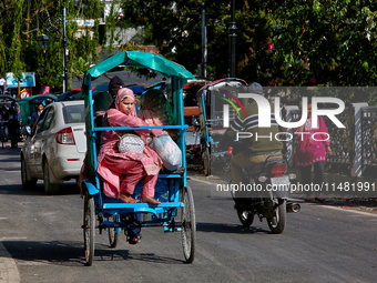 Traffic is moving along the Mall Road in Mussoorie, Uttarakhand, India, on April 18, 2024. (