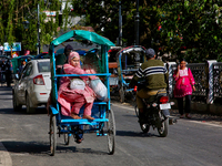 Traffic is moving along the Mall Road in Mussoorie, Uttarakhand, India, on April 18, 2024. (