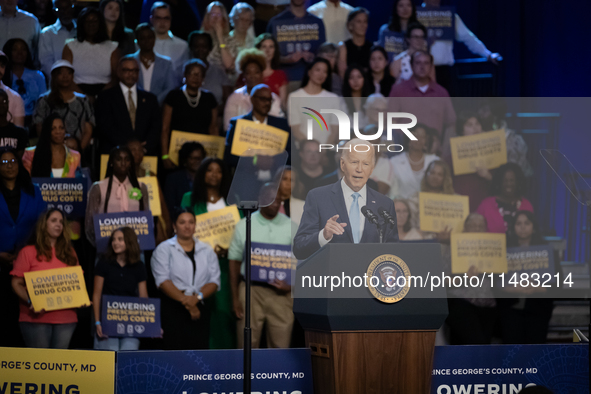 President Joe Biden delivers remarks at an event announcing reduced Medicare prices for ten widely-used drugs, Upper Marlboro, MD, August 15...