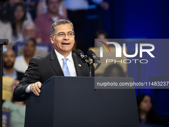 Secretary of Health and Human Services Xavier Becerra speaks at an event announcing reductions in Medicare prices for ten widely-used drugs,...