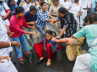 Clashes are being seen between students and police during a protest demonstration against the rape and murder of a second-year doctor at RG...