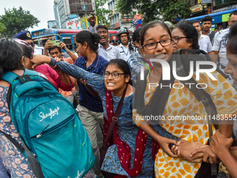 Clashes are being seen between students and police during a protest demonstration against the rape and murder of a second-year doctor at RG...