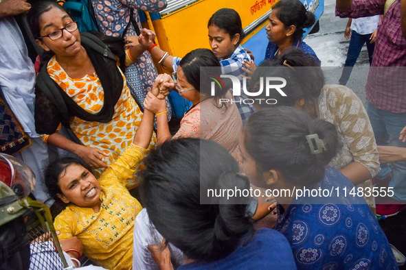 Clashes are being seen between students and police during a protest demonstration against the rape and murder of a second-year doctor at RG...