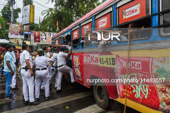 Clashes are being seen between students and police during a protest demonstration against the rape and murder of a second-year doctor at RG...