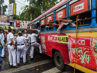 Clashes are being seen between students and police during a protest demonstration against the rape and murder of a second-year doctor at RG...