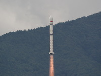 A Long March-4B carrier rocket is lifting off a remote sensing 4301 satellite from the Xichang Satellite Launch Center in Sichuan, China, on...