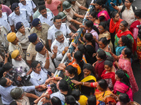 Police are clashing with the Women's Cell of the Bharatiya Janata Party (BJP) during a protest demonstration in Kolkata, India, on August 16...