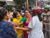 Police are clashing with the Women's Cell of the Bharatiya Janata Party (BJP) during a protest demonstration in Kolkata, India, on August 16...