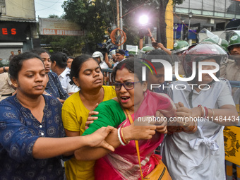 Police are clashing with the Women's Cell of the Bharatiya Janata Party (BJP) during a protest demonstration in Kolkata, India, on August 16...