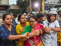 Police are clashing with the Women's Cell of the Bharatiya Janata Party (BJP) during a protest demonstration in Kolkata, India, on August 16...