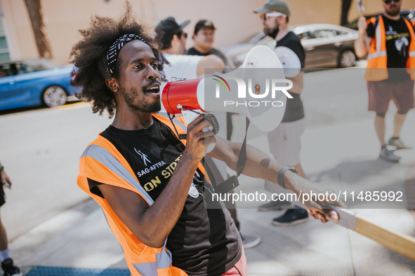 SAG-AFTRA is highlighting actors who voice Disney characters during a video game picket in Burbank, California, on August 15, 2024. 