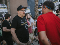 SAG-AFTRA is highlighting actors who voice Disney characters during a video game picket in Burbank, California, on August 15, 2024. (