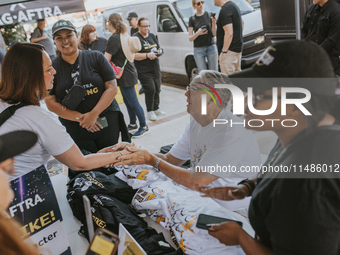 SAG-AFTRA is highlighting actors who voice Disney characters during a video game picket in Burbank, California, on August 15, 2024. (