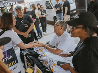 SAG-AFTRA is highlighting actors who voice Disney characters during a video game picket in Burbank, California, on August 15, 2024. (