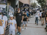 SAG-AFTRA is highlighting actors who voice Disney characters during a video game picket in Burbank, California, on August 15, 2024. (