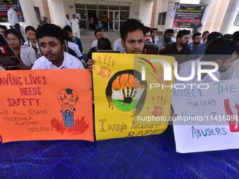 Doctors and medical students are protesting during a nationwide strike against the rape and murder of their colleague in India's West Bengal...