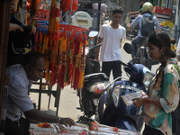 Shoppers are selling Rakhi bracelets in a shop ahead of the Raksha Bandhan festival in Siliguri, India, on August 17, 2024. The Raksha Bandh...