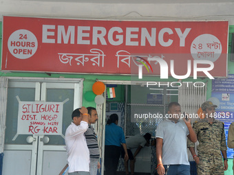 The main entrance of the busiest Siliguri District hospital in Siliguri, India, on August 17, 2024, as other medical staff around India are...