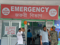 The main entrance of the busiest Siliguri District hospital in Siliguri, India, on August 17, 2024, as other medical staff around India are...